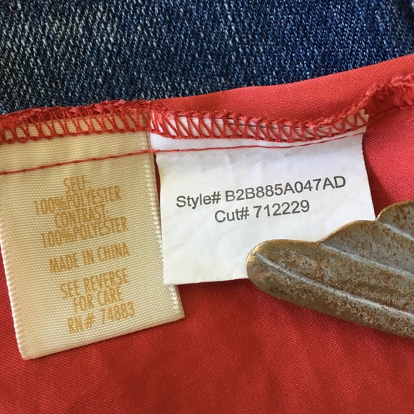 A Diva Coral Red Sleeveless Top Sz Medium - Picture 7 of 8